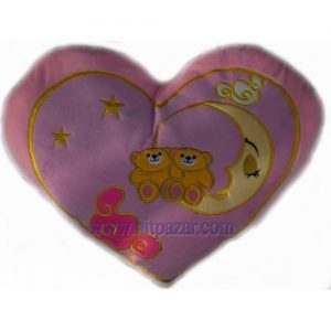 Голямо плюшено сърце с двойка мечета на луна