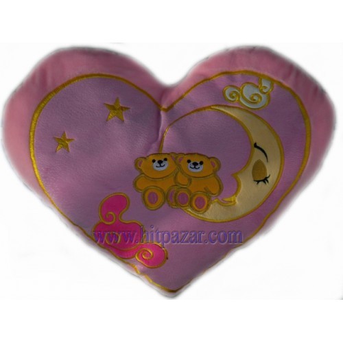 Голямо плюшено сърце с двойка мечета на луна