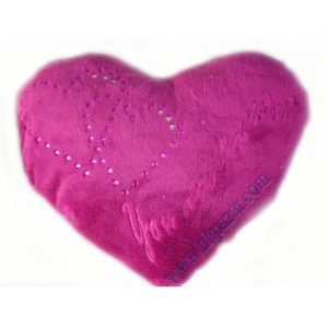 Плюшено сърце с надпис и камъчета