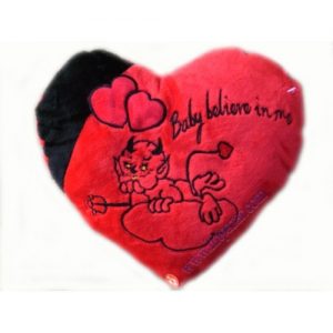 Сърце плюш с бродерия на дяволче - Baby believe in me