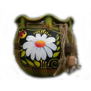 Керамична саксия - Торба, м, зелена