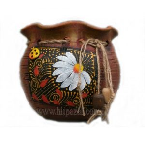 Керамична саксия - Торба, средна, кафява