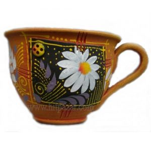 Керамична саксия - Чаша, кафява