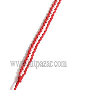 Мартеница гривна копринен шнур бяло и червено зиг-заг 1187