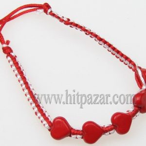 Мартеница гривна бяло и червено със сърца 1786