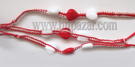 Мартеница гривна бяло и червено със сърце 1656
