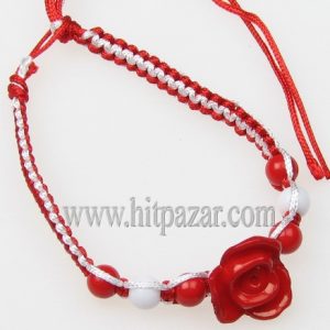 Мартеница гривна бяло и червено с Роза 1789