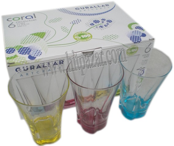 Чаши за безалкохолно от цветно стъкло Coral