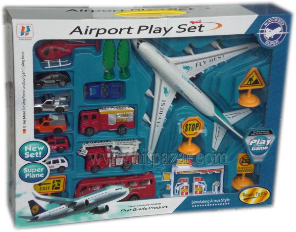 Детска играчка комплект Летище със самолет