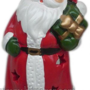 Керамична фигура на Дядо Коледа със свещ