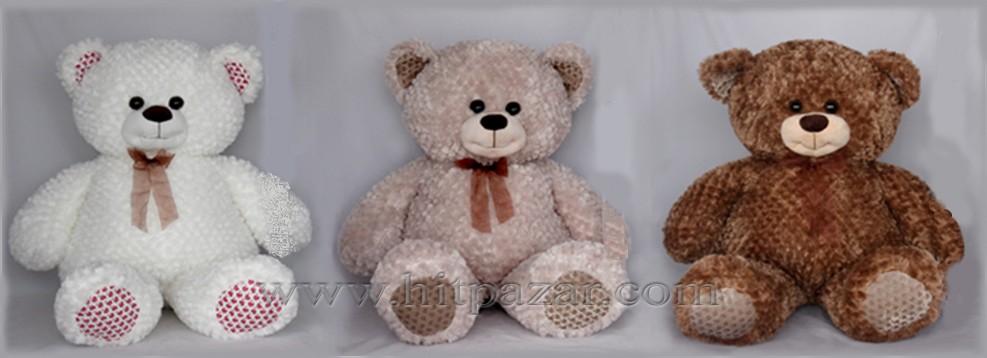 Плюшено мече с панделка, три цвята