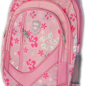 Ученическа раница за момичета в розово с цветя