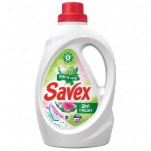 SAVEX Течен препарат за пране - 2 in 1, Fresh, Parfum Lock, 1.3 Л