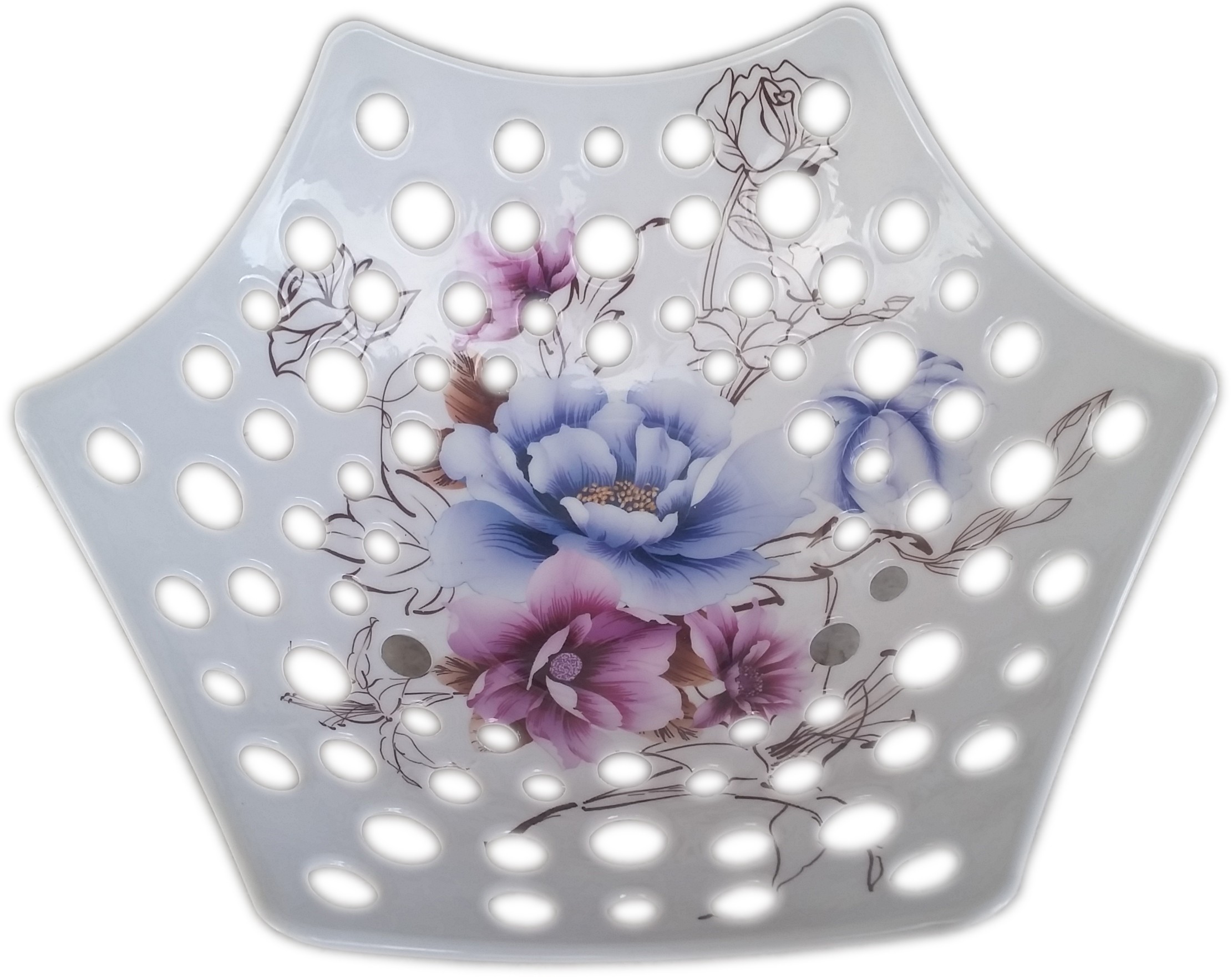 Фруктиера ажурна с цветя многоъгълна