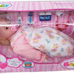 Кукла с коса, биберон, смее се и плаче, интерактивна детска играчка