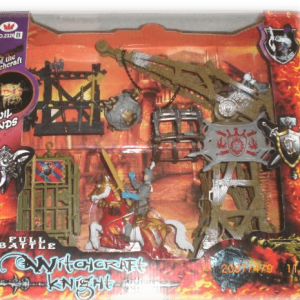 Рицар с кон, оръжия, бойна кула, стенобойна машина и клетка