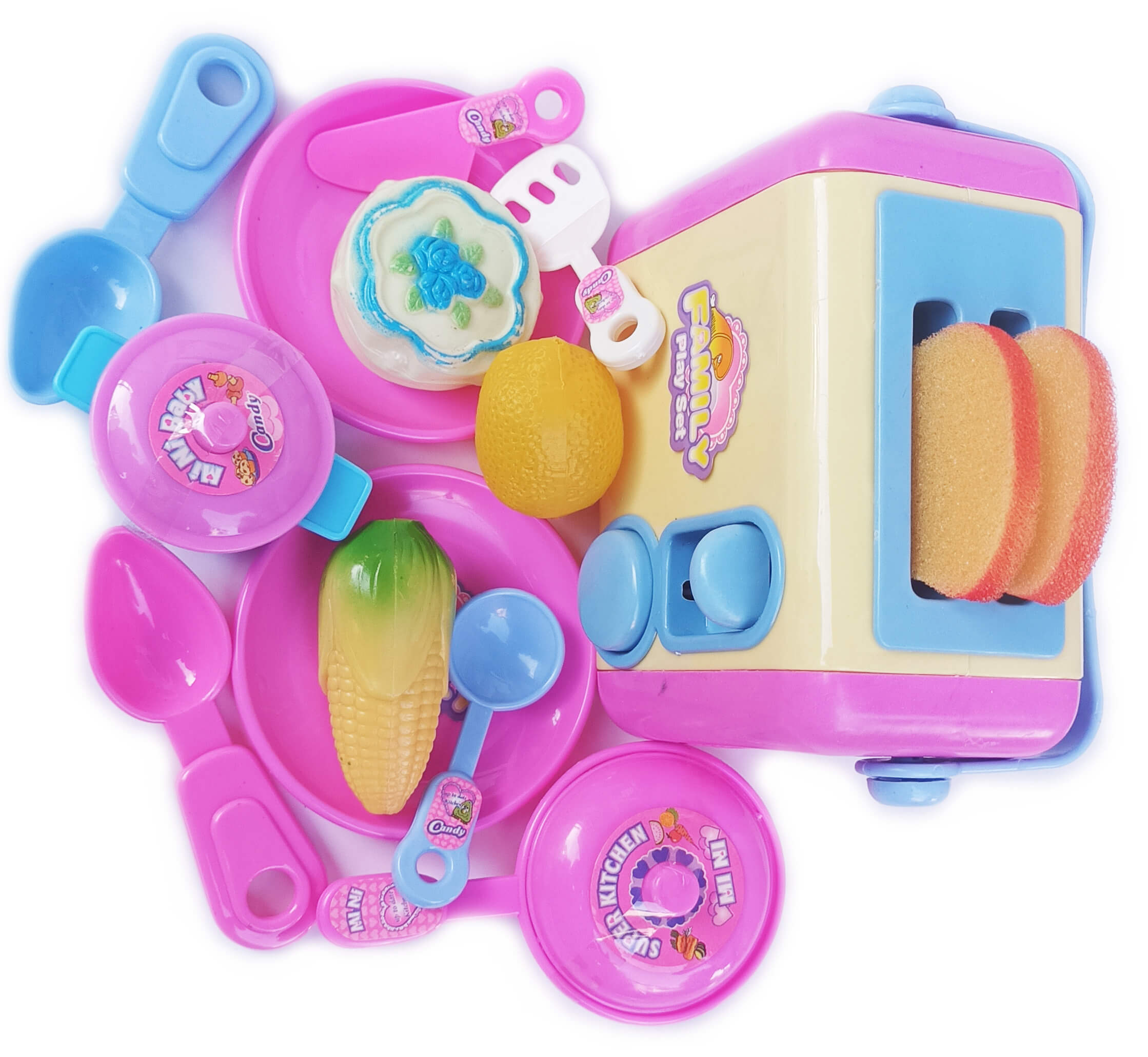 Тостер с прибори за хранене за кукли и количка 19 части