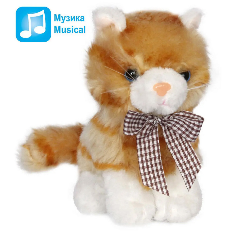 Плюшено Коте със звук - бежово