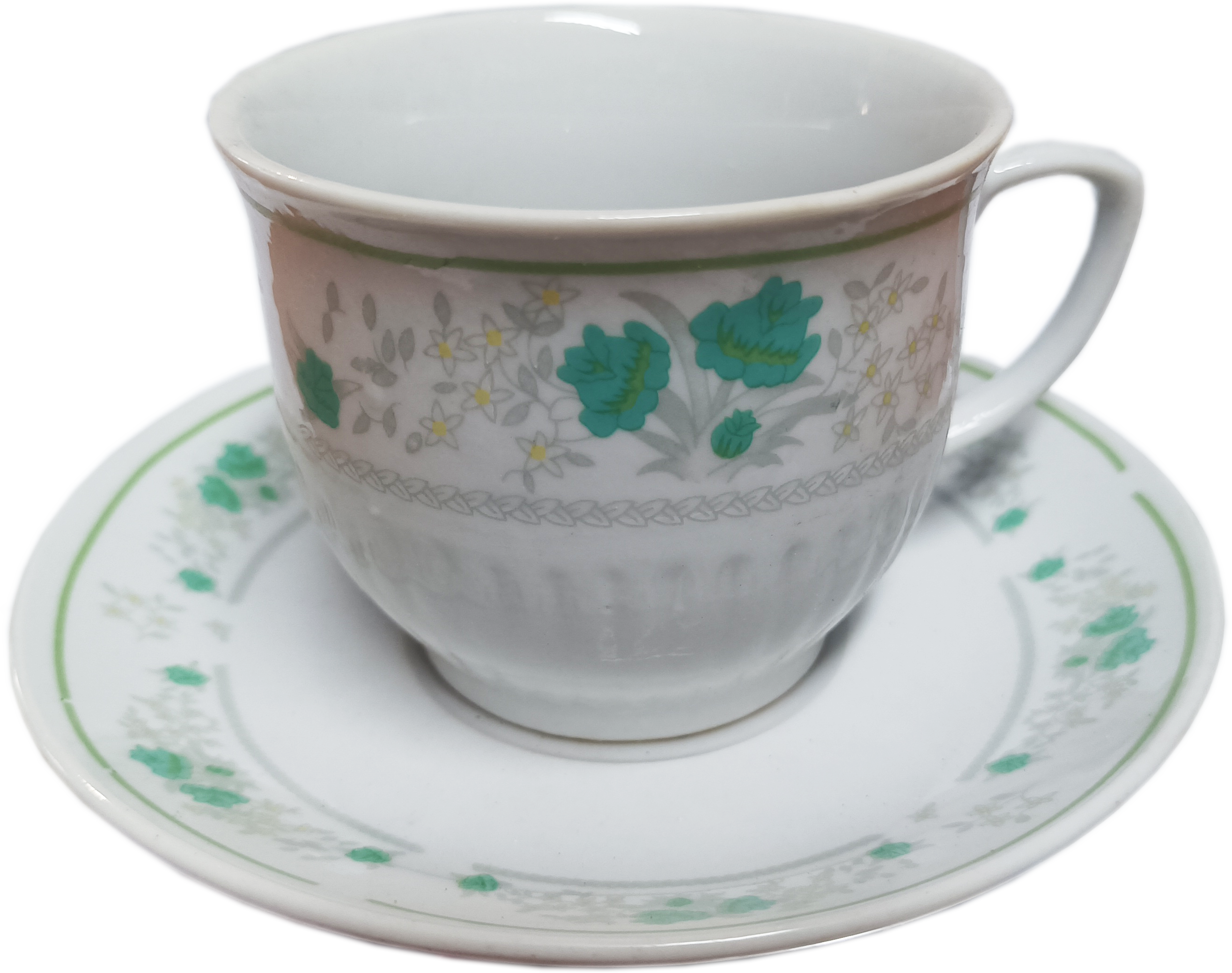 Порцеланов сервиз за чай в зелено