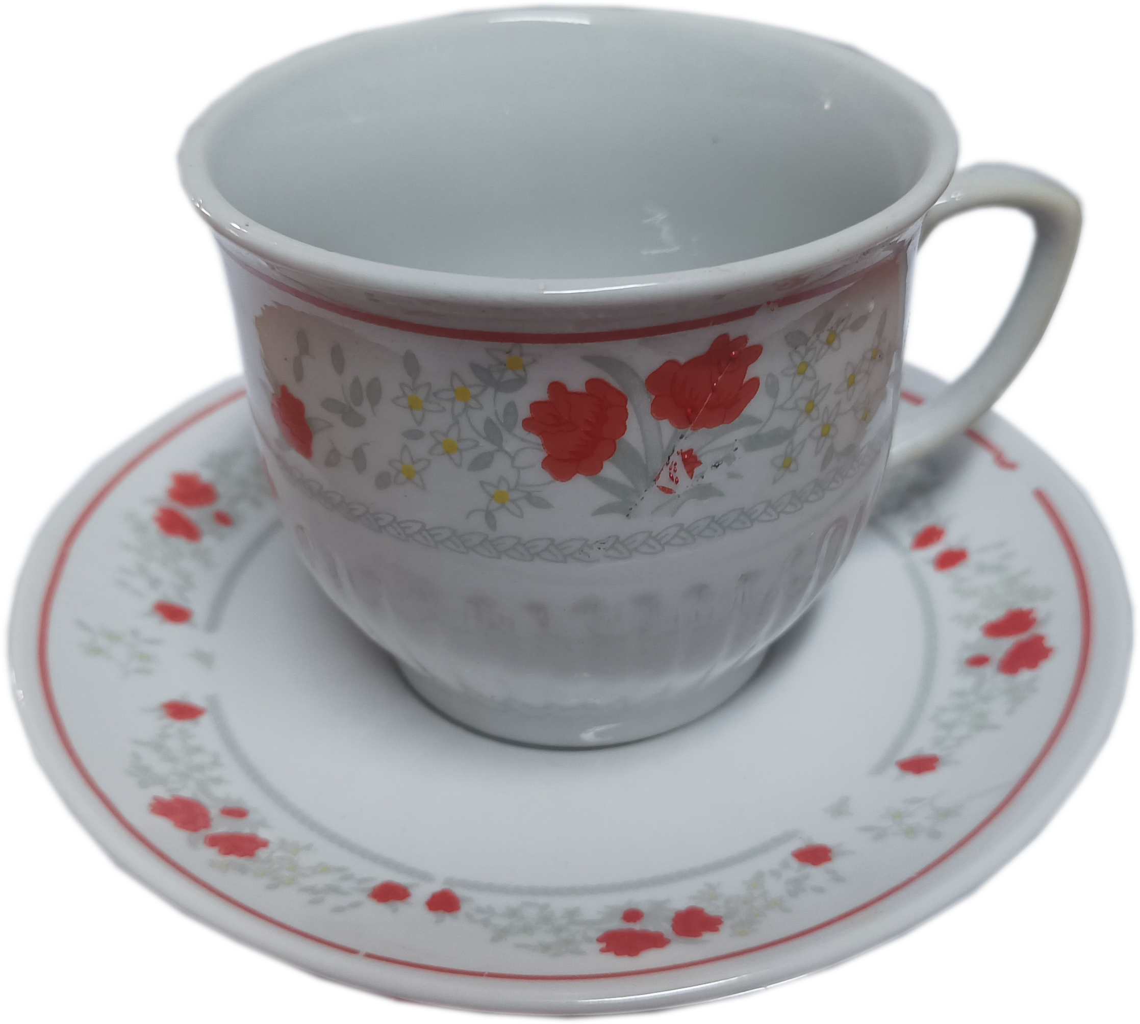 Порцеланов сервиз за чай в червено