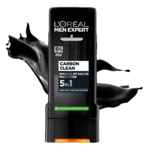 Душ гел Loreal Pure Carbon shower 5in1 карбонен душ за тяло, лице, коса, брада и овлажнява 400мл