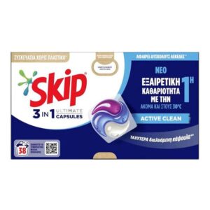 Капсули Skip 3in1 Active Clean 38пр активно почистване бяло