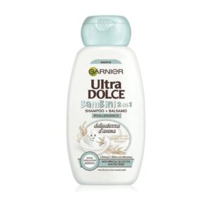 Шампоан/балсам Garnier BamBini 2in1 Delicatezza d Avena овесено и оризово мляко, почиства и разплита, дерматологично тестван 250мл