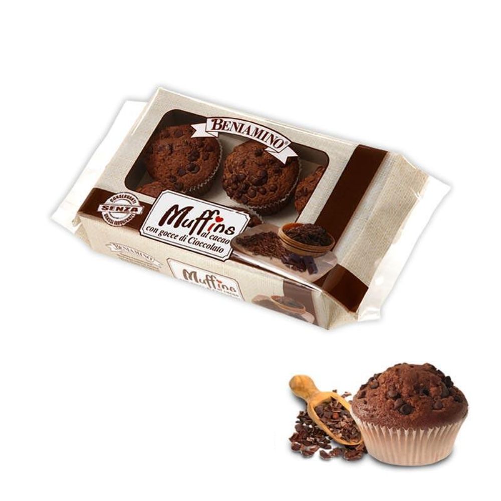 Кекс мъфин Beniamino al Cacao con gocce di Cioccolato какаови с какао парченца 200гр 6бр