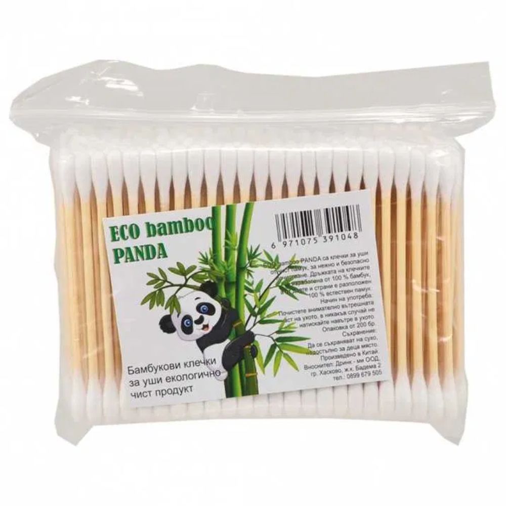 Клечки за уши Eco Bambo Panda плик 200бр бамбук