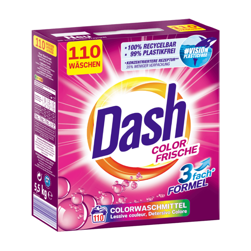Сух прах Dash Color Frische цветно 110пр 5.5кг