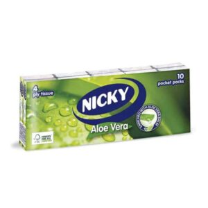 Носни кърпи NICKY NATURE con ALOE VERA 10 пакета – 9 кърпи