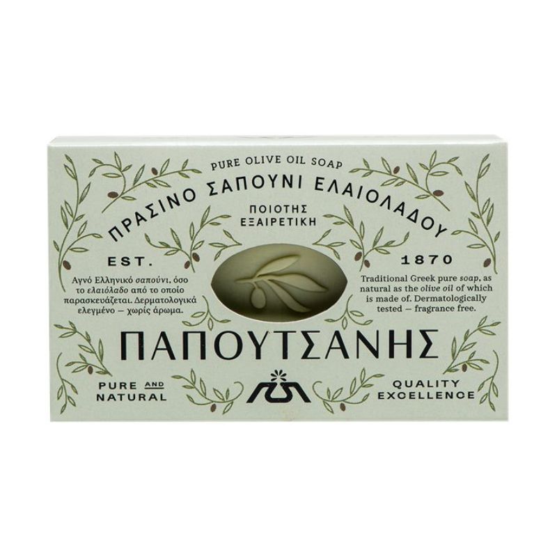 Сапун Papoutsanis Vegetal green soap olive oil растителен зелен сапун със зехтин 125гр
