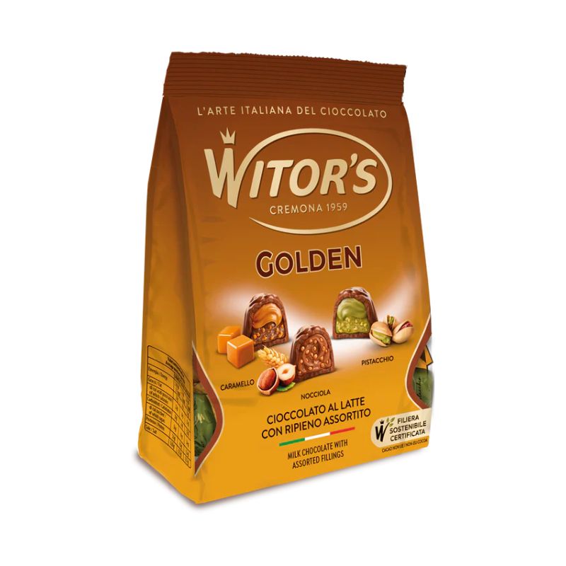 Бонбони Witors Golden Mix Caramello, Nocciola, Pistachio солен карамел, лешников и шамфастък 700гр