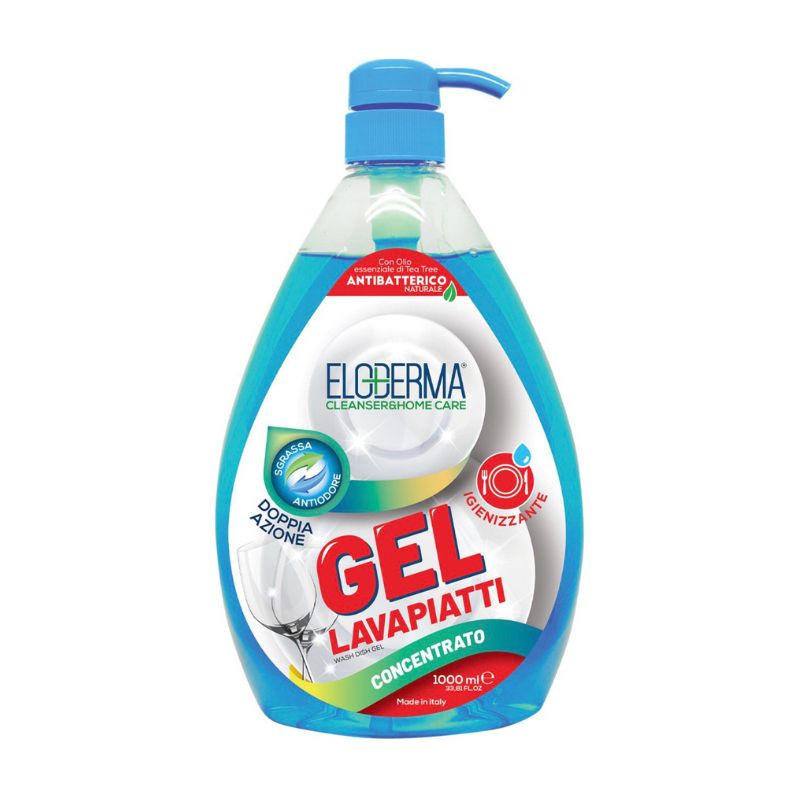 Препарат съдове Eloderma Doppia Azione двойно действие обезмаслява и против миризми 300 дози 1л помпа