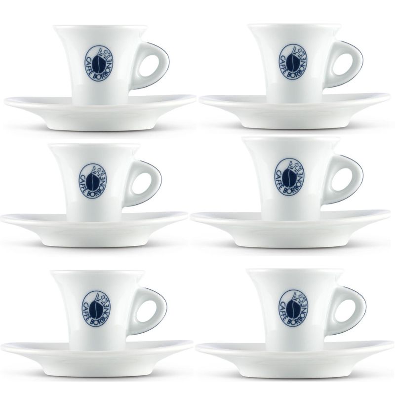 Комплект Borbone Espresso за еспресо порцеланов малък- 6бр чаша + чиния