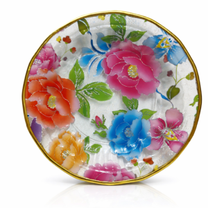 Фруктиера с цветя кръгла – декоративна купа за плодове