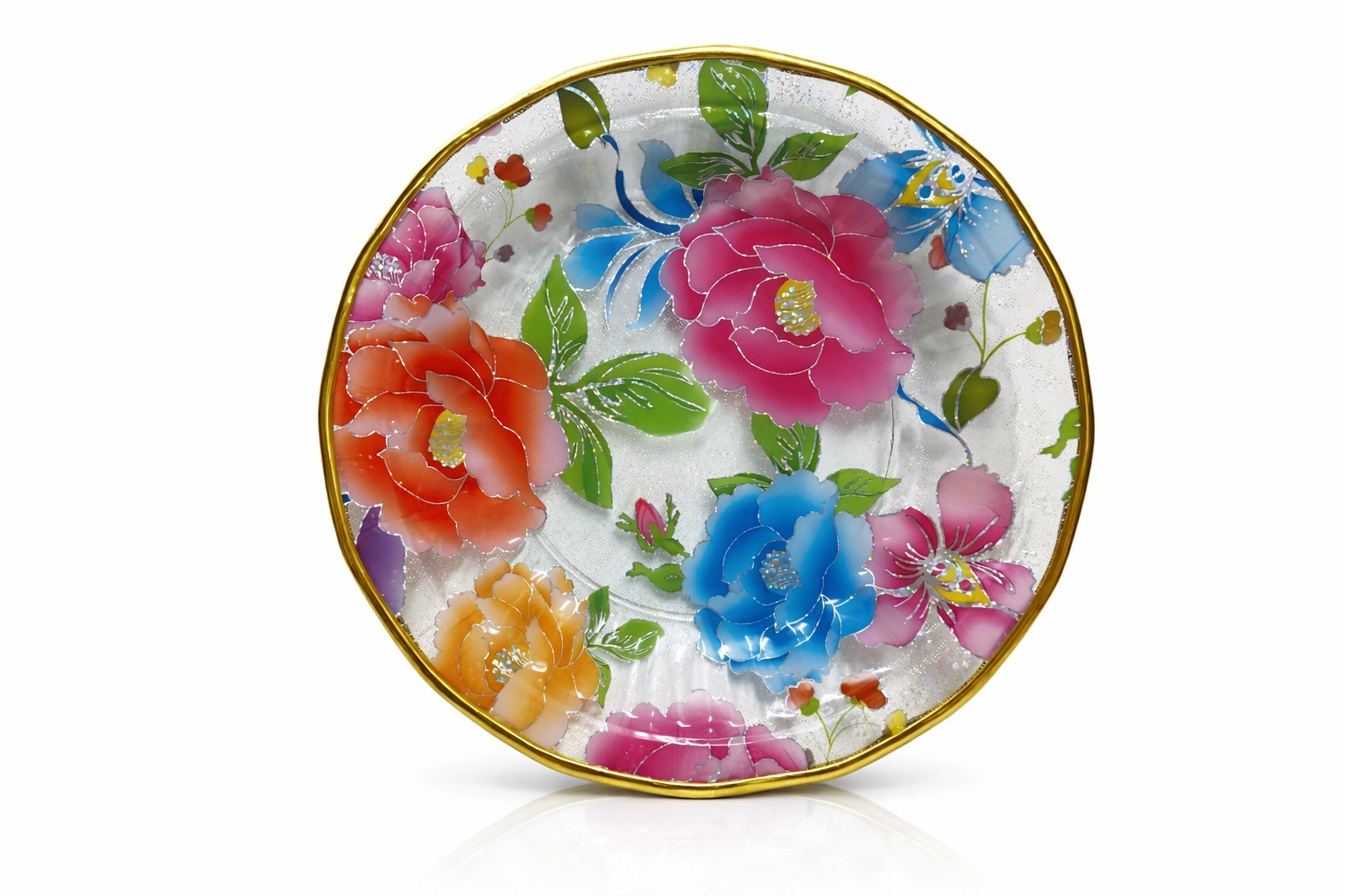 Фруктиера с цветя кръгла – декоративна купа за плодове