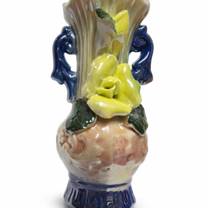 Ваза с цвете и седефен ефект синя